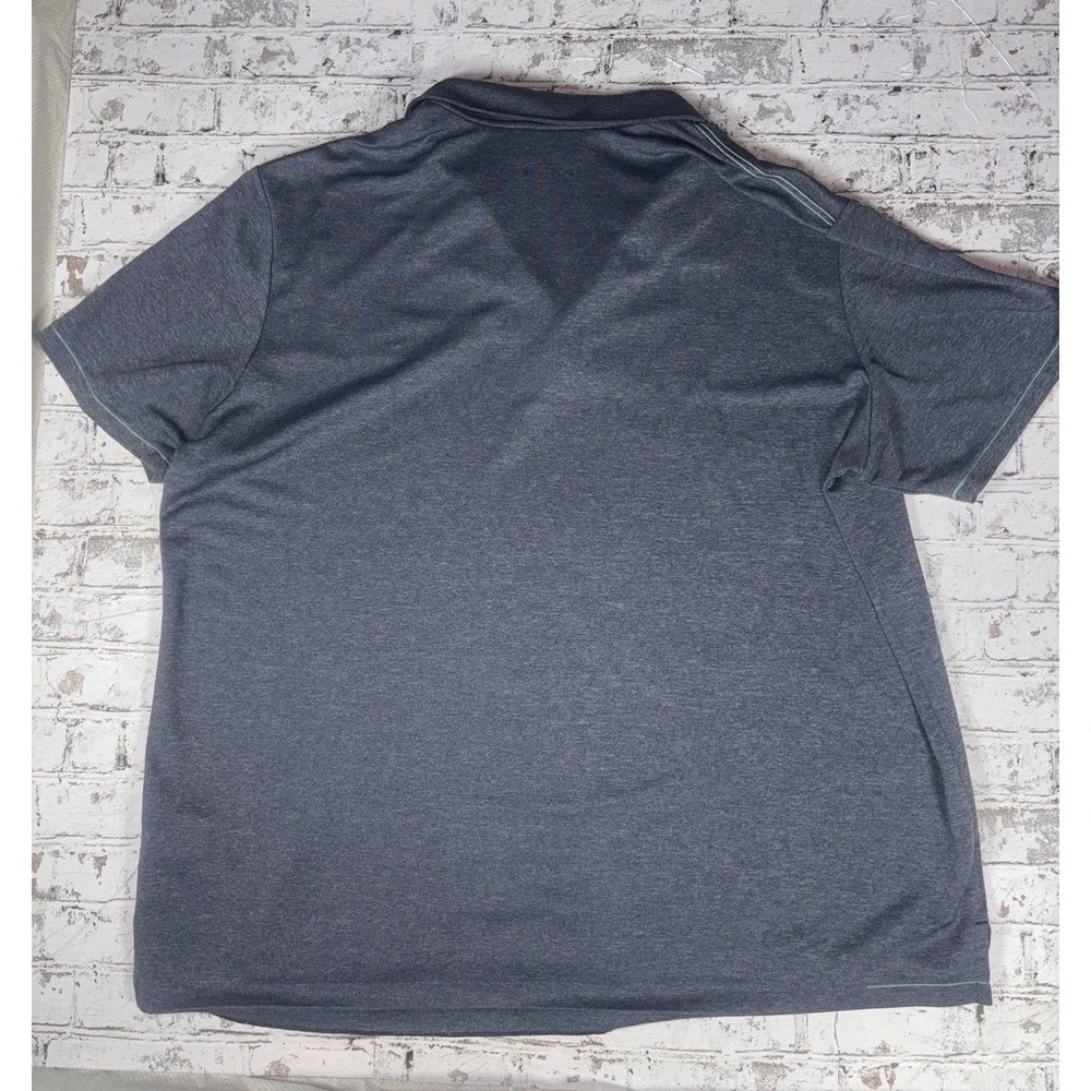 Adidas Golf Polo Shirt Mens 2XL Gray‎ Green Heathered Short Sleeve Performance